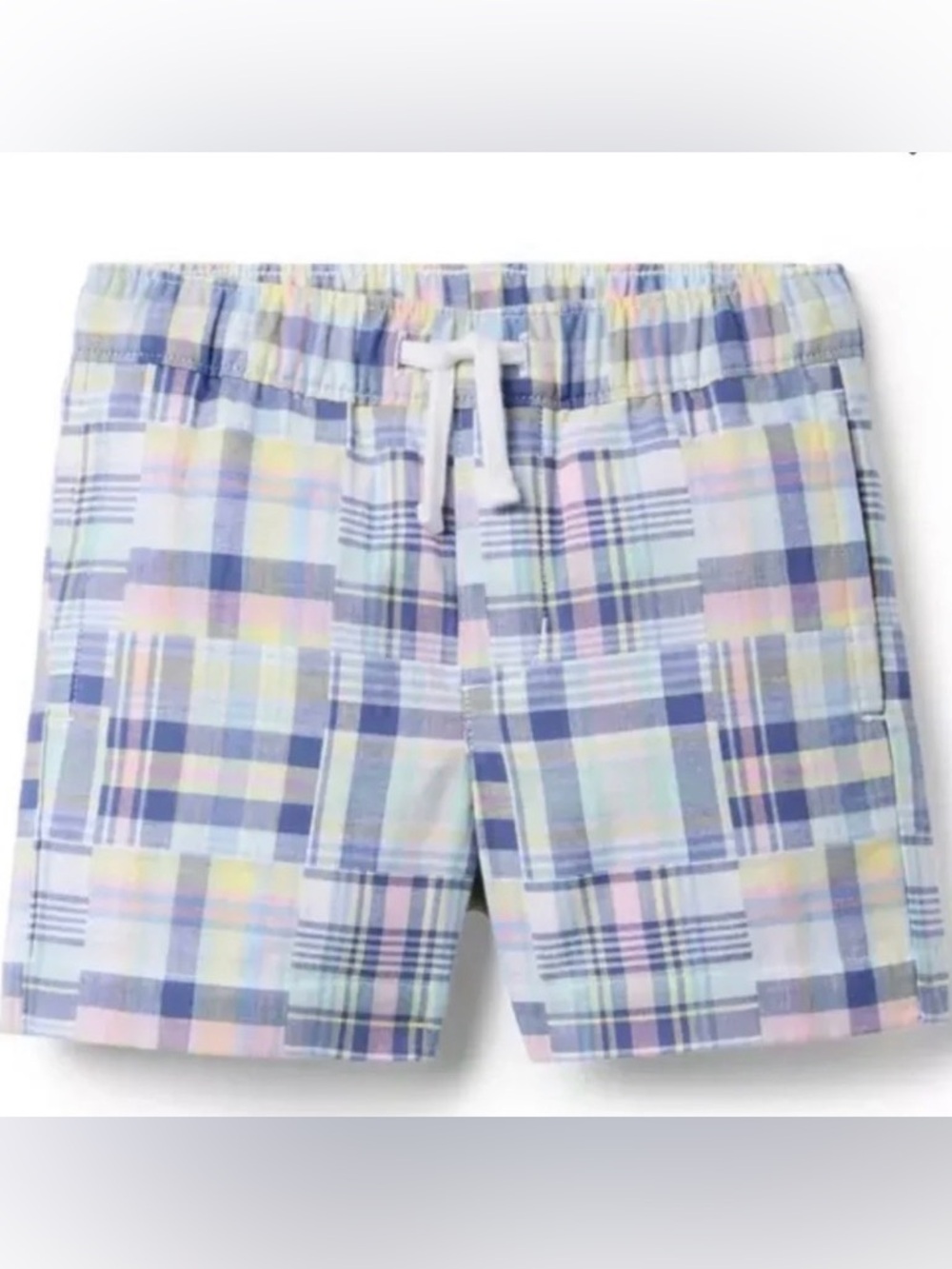Janie and Jack Madras Plaid Drawstring Shorts in Blue, Pink, Yellow